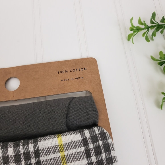 Primitives by Kathy Kitchen Towel Set Cotton County Plaid Gray Yellow NEW - Picture 6 of 6